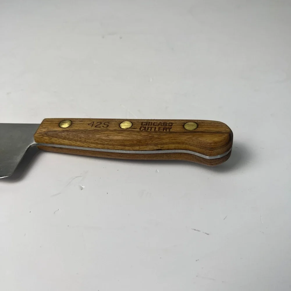 Chicago Cutlery 42S Chef Knife 8 Inch Brown‎ Walnut Wood Handle Vintage